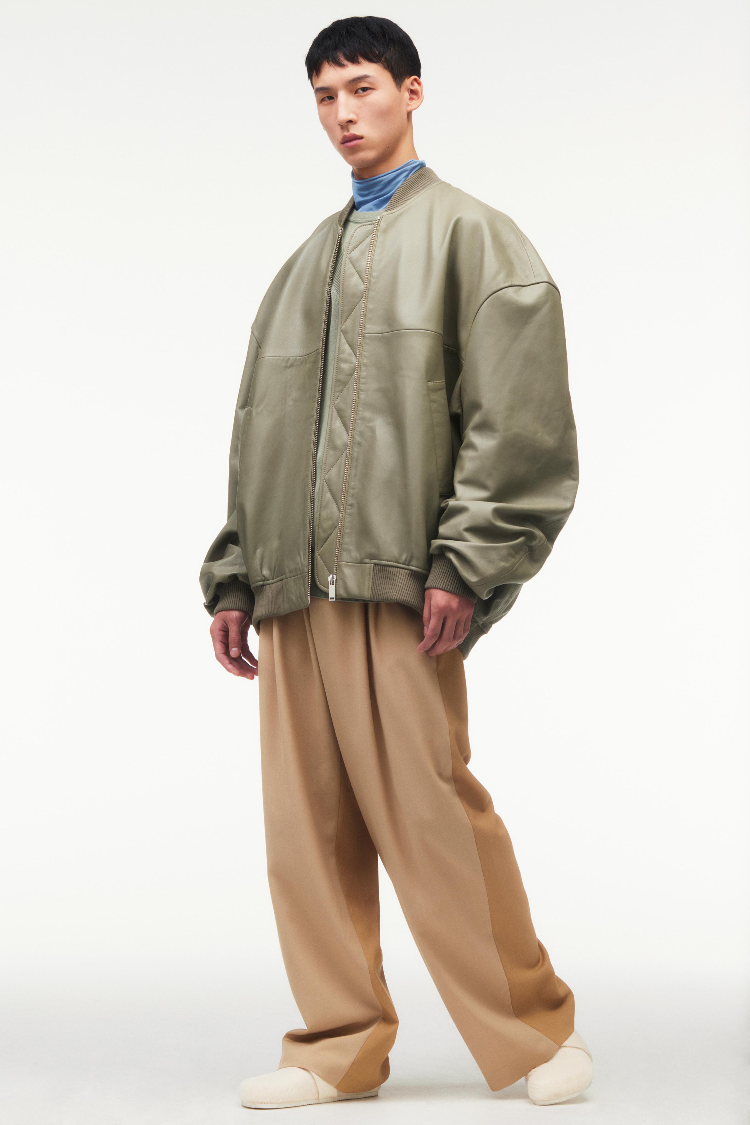 OVERSIZE LEATHER BOMBER JACKET - LIMITED EDITION - Green | ZARA Saudi Arabia